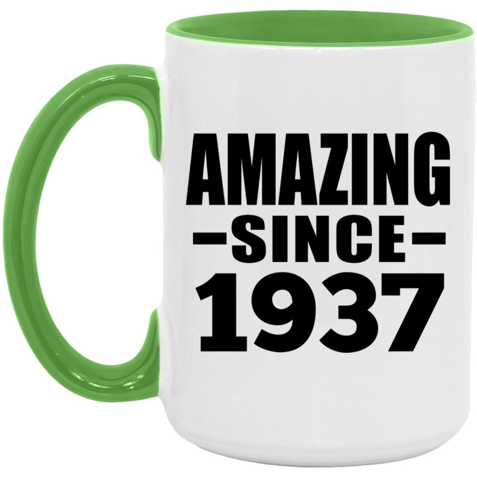 87th Birthday Amazing Since 1937 - 15oz Accent Mug Green