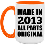 11th Birthday Made in 2013 All Parts Original - 15oz Accent Mug Orange