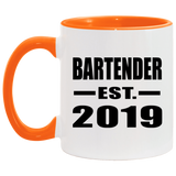 Bartender Established EST. 2019 - 11oz Accent Mug Orange