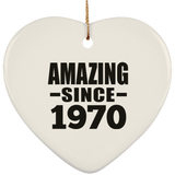 54th Birthday Amazing Since 1970 - Heart Ornament