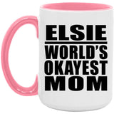 Elsie World's Okayest Mom - 15oz Accent Mug Pink