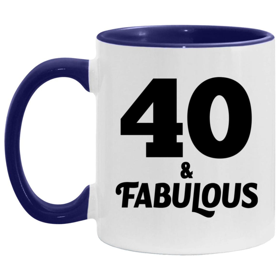 40th Birthday 40 & Fabulous - 11oz Accent Mug Purple