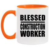 Blessed Construction Worker - 11oz Accent Mug Orange