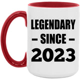 1st Birthday Legendary Since 2023 - 15oz Accent Mug Red