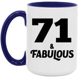 71st Birthday 71 & Fabulous - 15oz Accent Mug Purple
