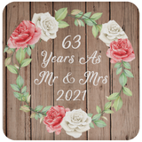63rd Anniversary 63 Years As Mr & Mrs 2021 - Drink Coaster B