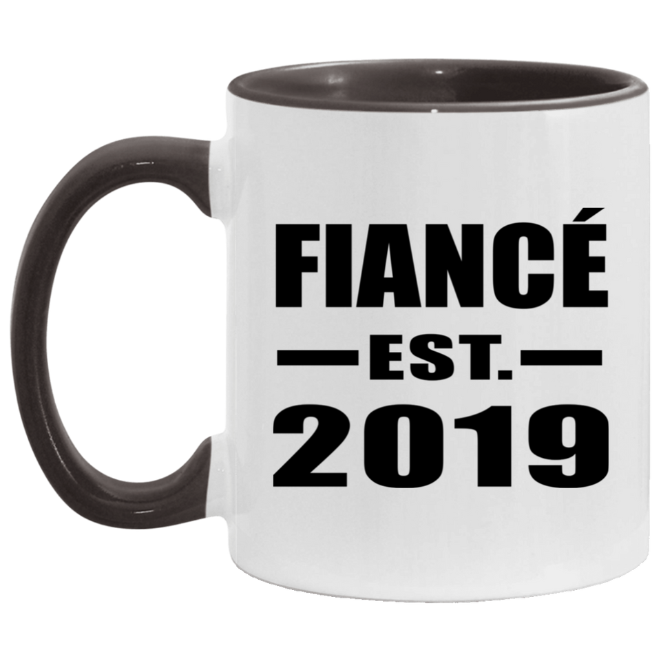 Fiance Established EST. 2019 - 11oz Accent Mug Black