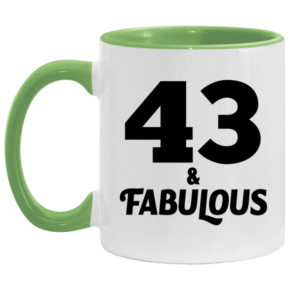 43rd Birthday 43 & Fabulous - 11oz Accent Mug Green