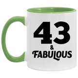 43rd Birthday 43 & Fabulous - 11oz Accent Mug Green