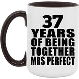 37th Anniversary 37 Years Of Being Mrs Perfect - 15oz Accent Mug Black