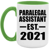Paralegal Assistant Established EST. 2021 - 15oz Accent Mug Green