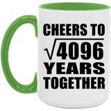 64th Anniversary Cheers To Square Root of 4096 Years Together - 15oz Accent Mug Green
