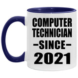 Computer Technician Since 2021 - 11oz Accent Mug Purple