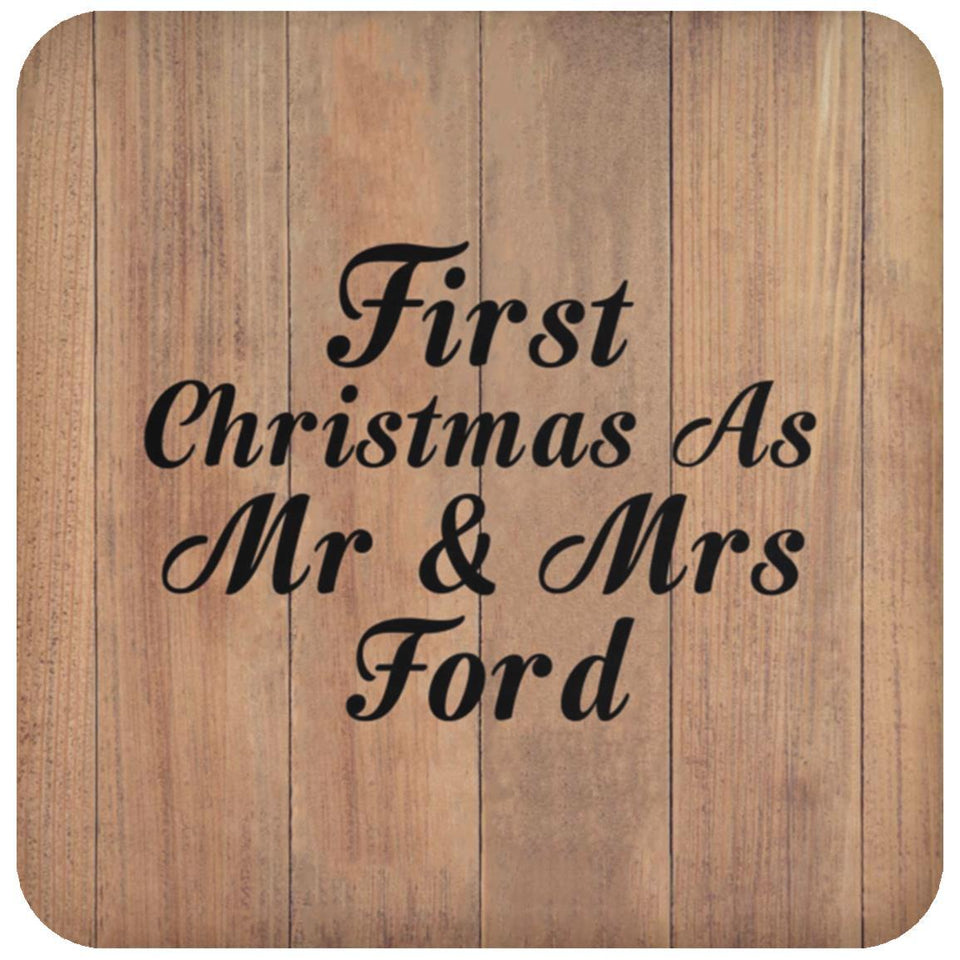 First Christmas As Mr & Mrs Ford - Drink Coaster C