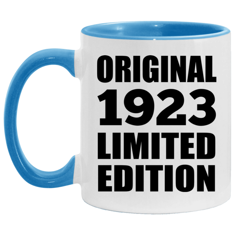 101st Birthday Original 1923 Limited Edition - 11oz Accent Mug Blue