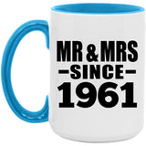 63rd Anniversary Mr & Mrs Since 1961 - 15oz Accent Mug Blue