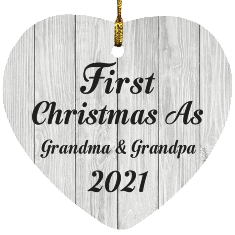 First Christmas As Grandma & Grandpa 2021 - Heart Ornament F