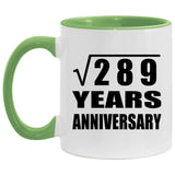 17th Anniversary Square Root of 289 Years Anniversary - 11oz Accent Mug Green