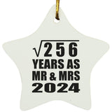 16th Anniversary Square Root of 256 Years As Mr & Mrs 2024 - Star Ornament