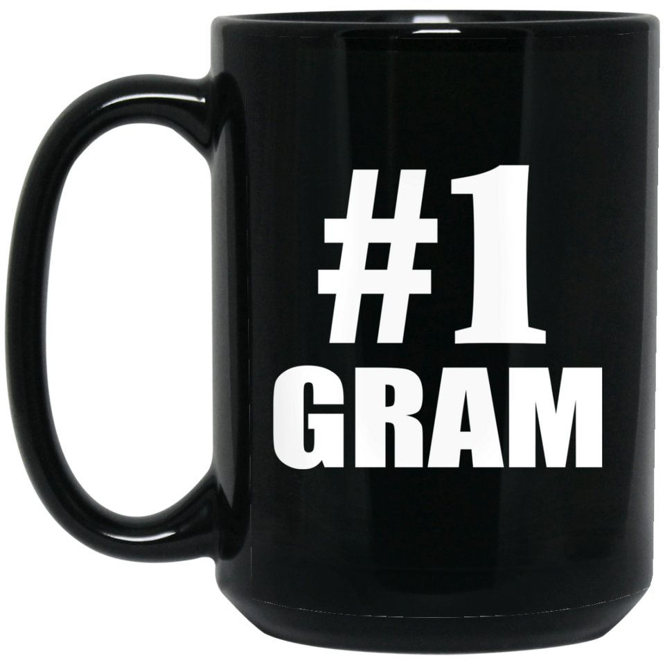 Number One #1 Gram - 15 Oz Coffee Mug Black