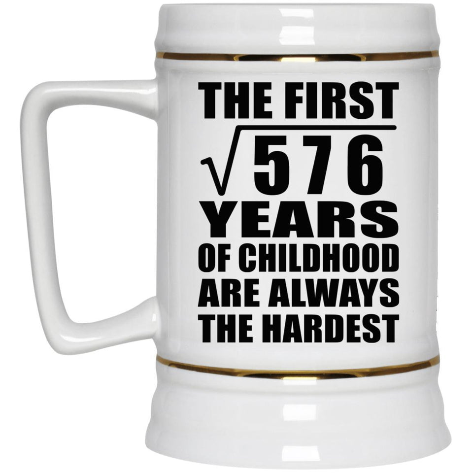 24th Birthday Square Root of 576 Years of Childhood - Beer Stein
