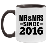 8th Anniversary Mr & Mrs Since 2016 - 11oz Accent Mug Black