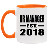 HR Manager Established EST. 2018 - 11oz Accent Mug Orange