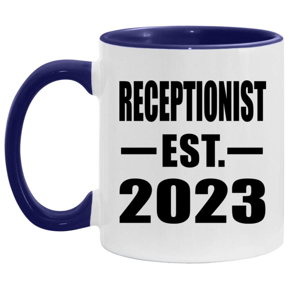 Receptionist Established Est. 2023 - 11oz Accent Mug Purple