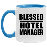 Blessed Hotel Manager - 11oz Accent Mug Blue