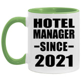 Hotel Manager Since 2021 - 11oz Accent Mug Green