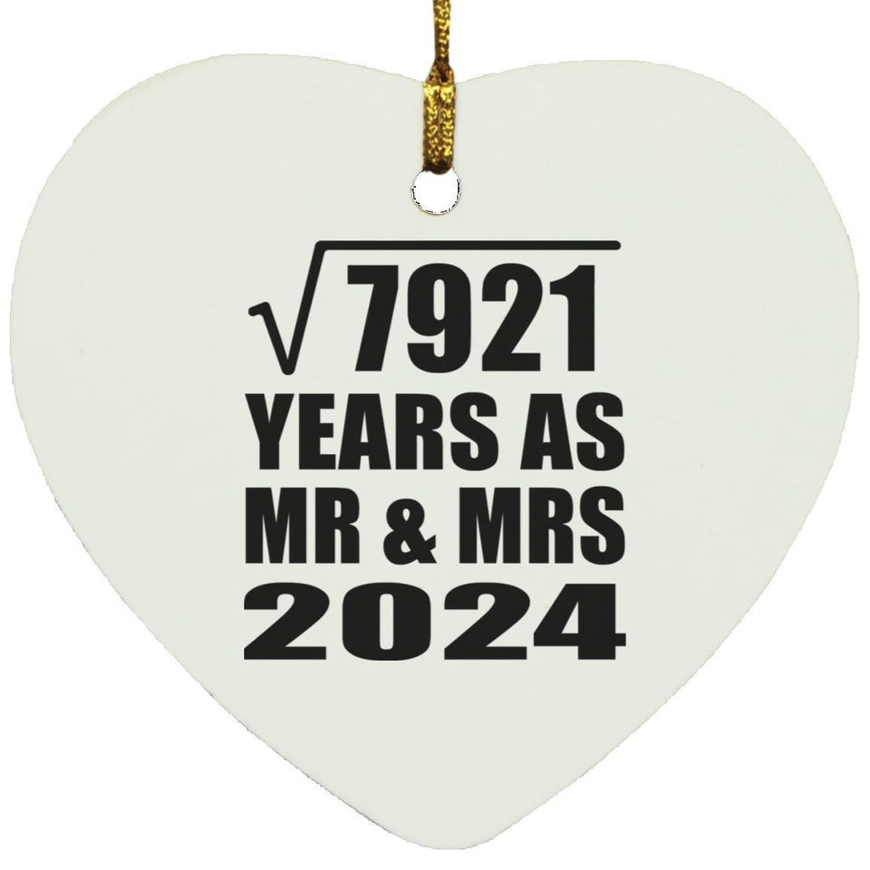 89th Anniversary Square Root of 7921 Years As Mr & Mrs 2024 - Heart Ornament