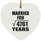 69th Anniversary Married For Square Root of 4761 Years - Heart Ornament
