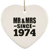 50th Anniversary Mr & Mrs Since 1974 - Heart Ornament