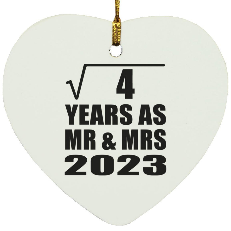 2nd Anniversary Square Root of 4 Years As Mr & Mrs 2023 - Heart Ornament