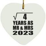 2nd Anniversary Square Root of 4 Years As Mr & Mrs 2023 - Heart Ornament