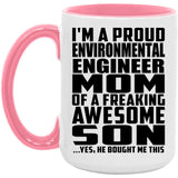 Proud Environmental Engineer Mom Of Awesome Son - 15oz Accent Mug Pink