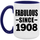 116th Birthday Fabulous Since 1908 - 15oz Accent Mug Purple