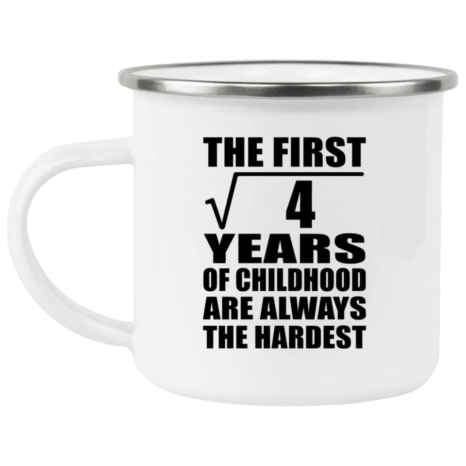 2nd Birthday Square Root of 4 Years of Childhood - 12oz Camping Mug