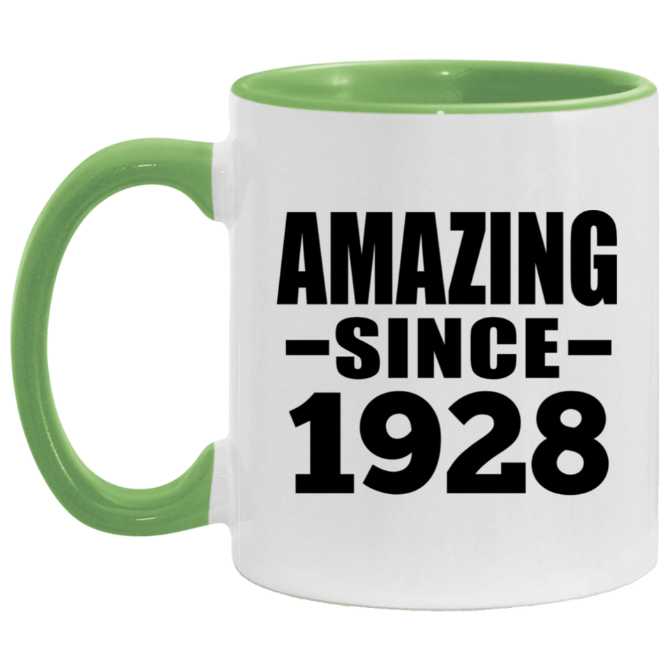 96th Birthday Amazing Since 1928 - 11oz Accent Mug Green