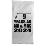 3rd Anniversary Square Root of 9 Years As Mr & Mrs 2024 - Hand Towel