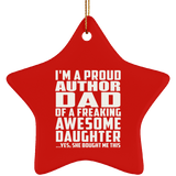 Proud Author Dad Of Awesome Daughter - Star Ornament