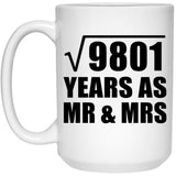 99th Anniversary Square Root of 9801 Years As Mr & Mrs - 15oz Coffee Mug
