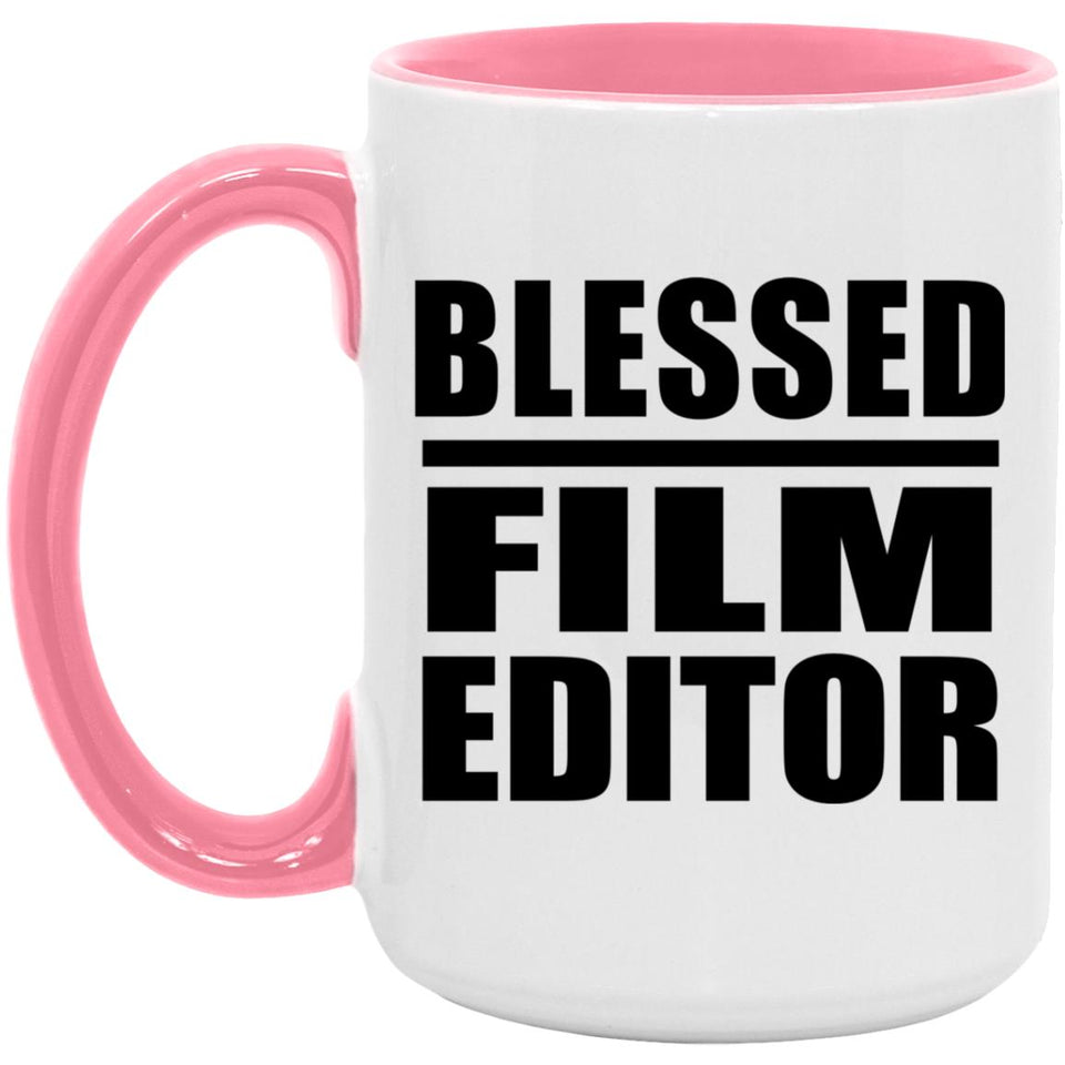 Blessed Film Editor - 15oz Accent Mug Pink