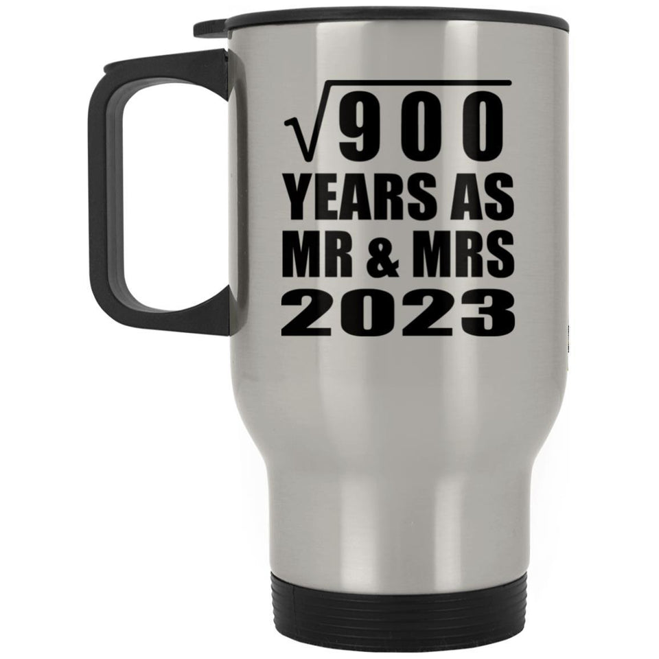 30th Anniversary Square Root of 900 Years As Mr & Mrs 2023 - Silver Travel Mug