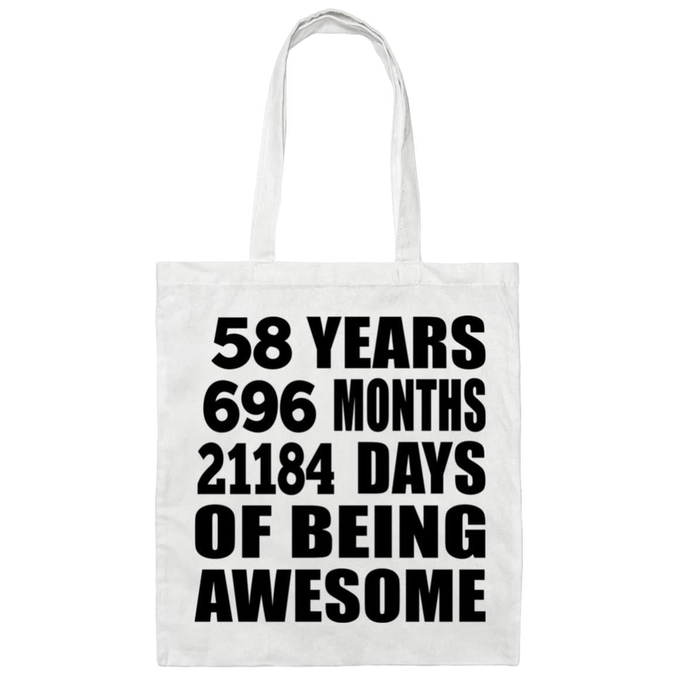 58th Birthday 58 Years 696 Months 21184 Days Of Awesome - Tote Bag White