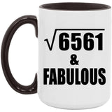 81st Birthday Square Root of 6561 & Fabulous - 15oz Accent Mug Black