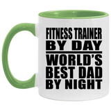Fitness Trainer By Day World's Best Dad By Night - 11oz Accent Mug Green