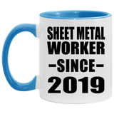 Sheet Metal Worker Since 2019 - 11oz Accent Mug Blue