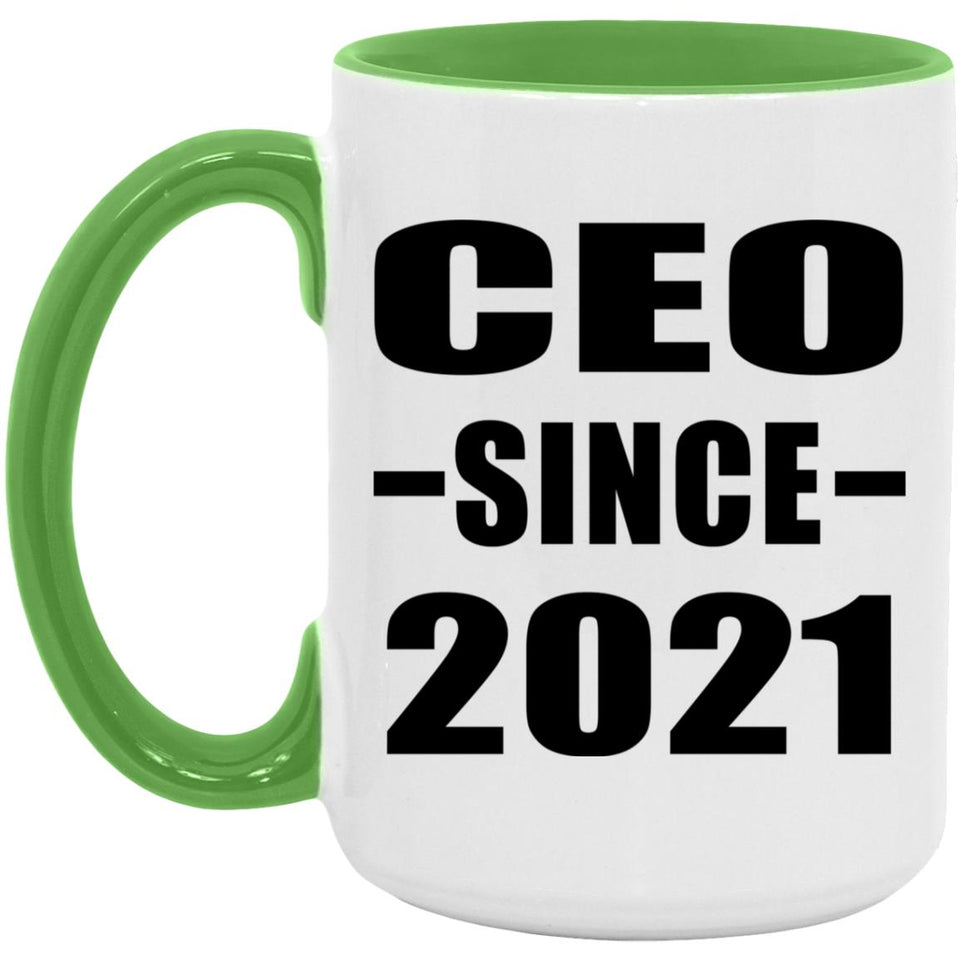 CEO Since 2021 - 15oz Accent Mug Green