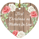 First Christmas As Mother In Law - Heart Ornament B
